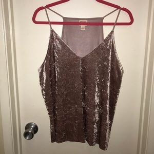 Crushed velvet spaghetti strap tank top.